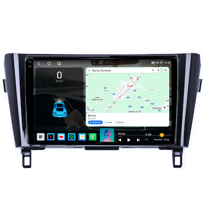 Navigatie dedicata Nissan X-Trail, Qashqai 2013-2018, 4GB RAM 64GB ROM, Octacore, Android 14, Display QLED 1K 10", Carplay&Android Auto, SIM 4G, Ventilator Activ [2]