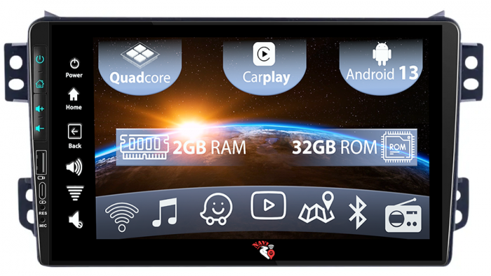 Navigatie dedicata Opel Agila 2007-2014/Suzuki Splash, USB&Butoane fizice frontale, 2 GB RAM 32 ROM, Android 13, 9", DSP, Carplay, Android Auto, Internet, Youtube , Waze , WI-FI , USB [1]