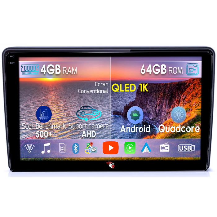 Navigatie dedicata Opel Astra H 2004 - 2014, 4GB RAM 64GB ROM, Octacore, Android 14, Display QLED 1K 9", Carplay&Android Auto, SIM 4G, Ventilator Activ [1]