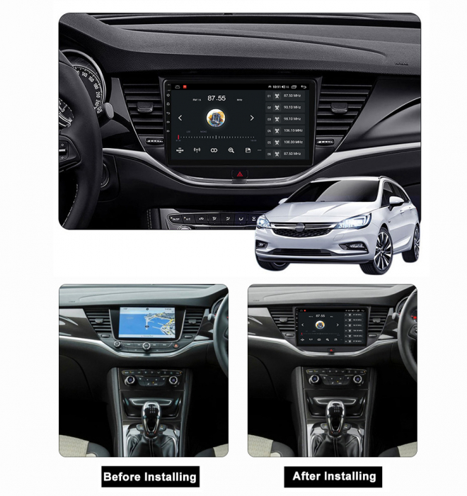 Navigatie dedicata Opel Astra K 2016-2020, 4GB RAM 64GB ROM, Octacore, Android 13, Display QLED 9", DSP, Carplay, Android Auto, Internet, Youtube, Waze, WIFI, Bluetooth [9]