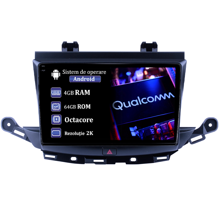 Navigatie dedicata Opel Astra K 2016-2020, 4GB RAM 64GB ROM, Procesor Qualcomm Octacore, Android 14, Rezolutie 2K, Display QLED 9", DSP, Carplay&Android Auto, SIM 4G [1]