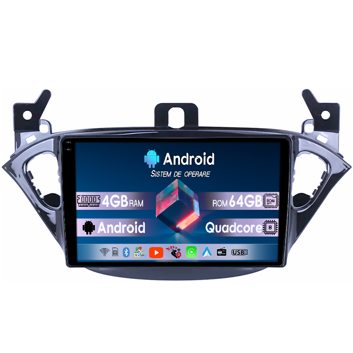 Navigatie dedicata Opel Corsa 2014-2019, 4GB RAM 64GB ROM, Quad Core, Display 9" QLED 1K, Carplay, Android 14, Bluetooth, Magazin Play, Suport Camere AHD [1]