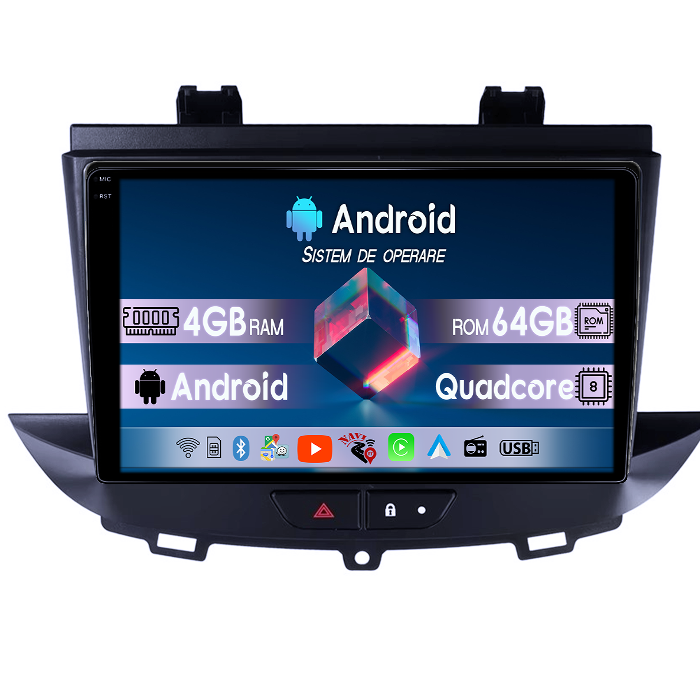 Navigatie dedicata Opel Crossland/Grandland X 2017-2021, 4GB RAM 64GB ROM, Quadcore, Android 14, Display QLED 1K, 9", DSP, Carplay&Android Auto, Suport camere AHD [1]