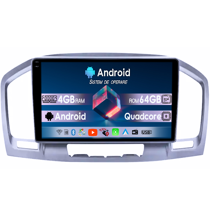 Navigatie dedicata Opel Insignia, 4GB RAM 64GB ROM, Quad Core, Display 9" QLED 1K, Carplay, Android 14, Bluetooth, Magazin Play, Suport Camere AHD [1]