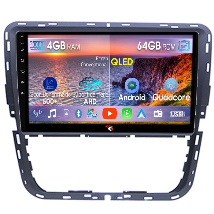 Navigatie dedicata Passat 2012-2015, 4GB RAM 64GB ROM, Quad Core, Display 9" QLED 1K, Carplay, Android 14, Bluetooth, Magazin Play, Suport Camere AHD [1]