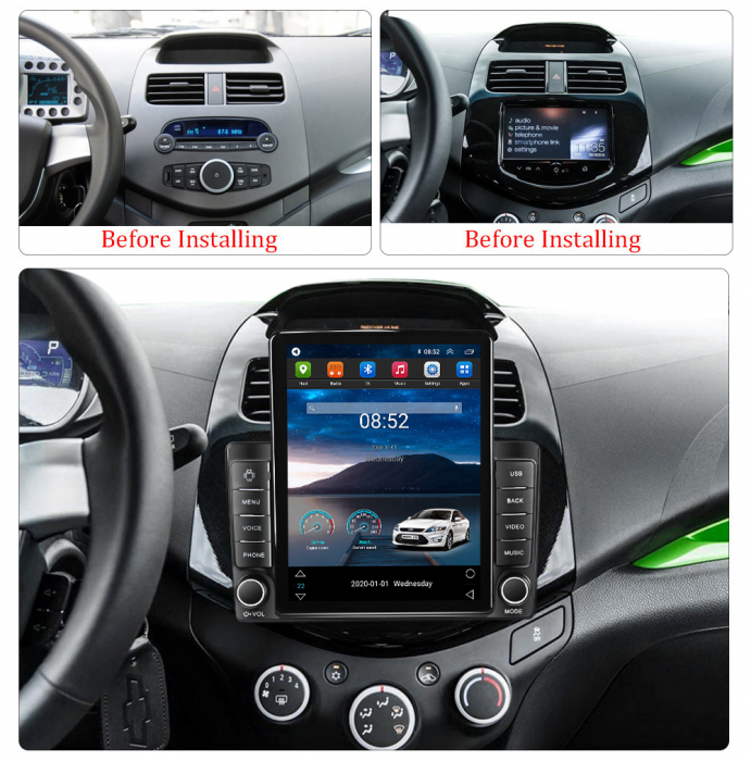 Navigatie dedicata Chevrolet Spark 2010-2014,Tesla Style, ANDROID 13,Carplay&Android Auto, 10 inch , 8+128GB, Internet, Aplicatii, Waze, Gps [3]