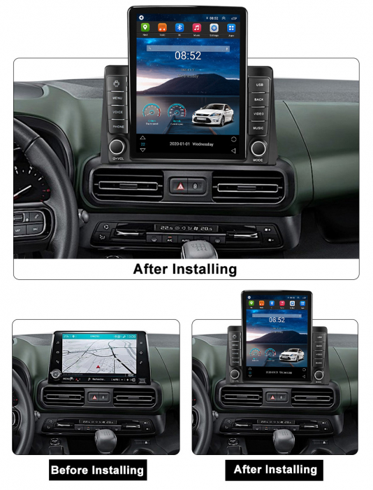 Navigatie dedicata Citroen Berlingo 2018-2020,Tesla Style, ANDROID 13,Carplay&Android Auto, 10 inch , 8+128GB, Internet, Aplicatii, Waze, Gps [3]