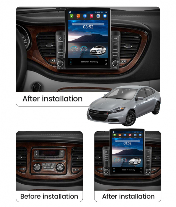 Navigatie dedicata Dodge Dart 2012-2016,Tesla Style, ANDROID 13,Carplay&Android Auto, 10 inch , 8+128GB, Internet, Aplicatii, Waze, Gps [3]