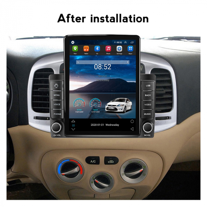 Navigatie dedicata Hyundai Accent 2006-2011,Tesla Style, ANDROID 13,Carplay&Android Auto, 10 inch , 8+128GB, Internet, Aplicatii, Waze, GPS [4]