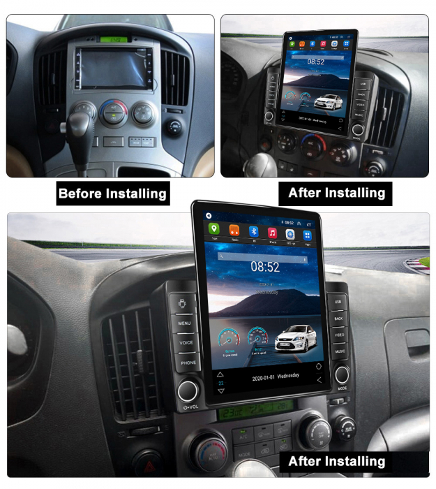 Navigatie dedicata Hyundai H1 2007-2015,Tesla Style, ANDROID 13,Carplay&Android Auto, 10 inch , 8+128GB, Internet, Aplicatii, Waze, GPS [3]