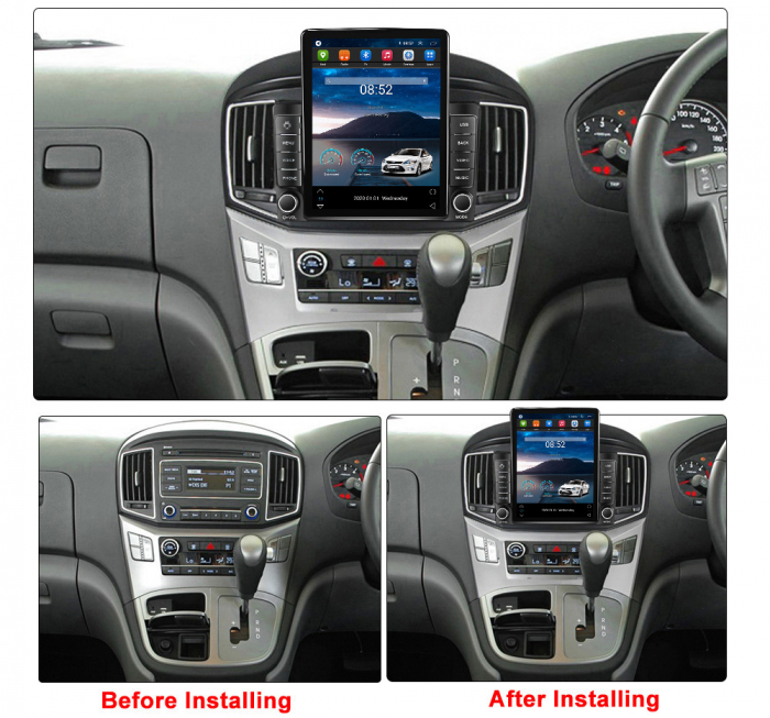 Navigatie dedicata Hyundai H1 2017-2018,Tesla Style, ANDROID 13,Carplay&Android Auto, 10 inch , 8+128GB, Internet, Aplicatii, Waze, GPS [3]
