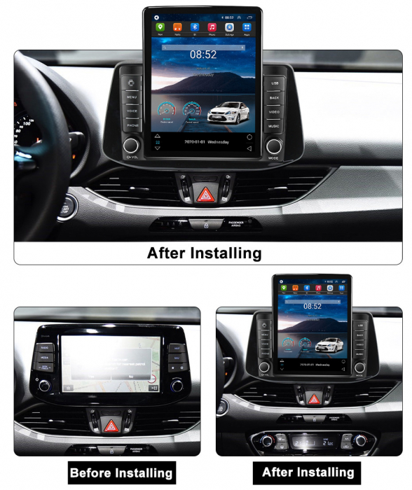 Navigatie dedicata Hyundai I30 2018,Tesla Style, ANDROID 13,Carplay&Android Auto, 10 inch , 8+128GB, Internet, Aplicatii, Waze, GPS [3]
