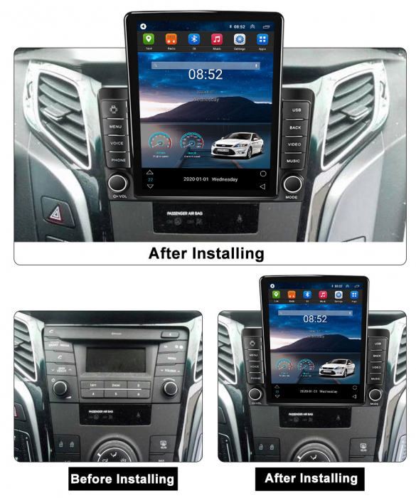 Navigatie dedicata Hyundai I40 2016,Tesla Style, ANDROID 13,Carplay&Android Auto, 10 inch , 8+128GB, Internet, Aplicatii, Waze, GPS [3]