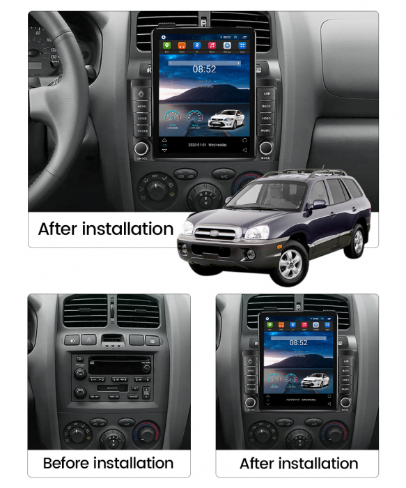 Navigatie dedicata Hyundai Santa Fe 2000-2012 For JAC S1 2007-2013,Tesla Style, ANDROID 13,Carplay&Android Auto, 10 inch , 8+128GB, Internet, Aplicatii, Waze, GPS [3]