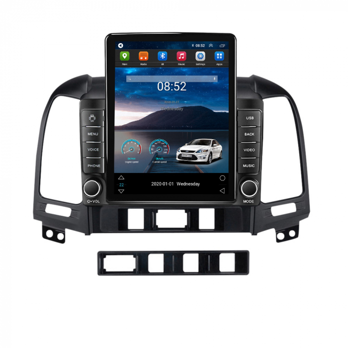 Navigatie dedicata Hyundai Santa Fe 2006-2012 Tesla Style, ANDROID 13,Carplay&Android Auto, 10 inch , 4GB RAM 64GB ROM, Internet, Aplicatii, Waze, GPS [2]