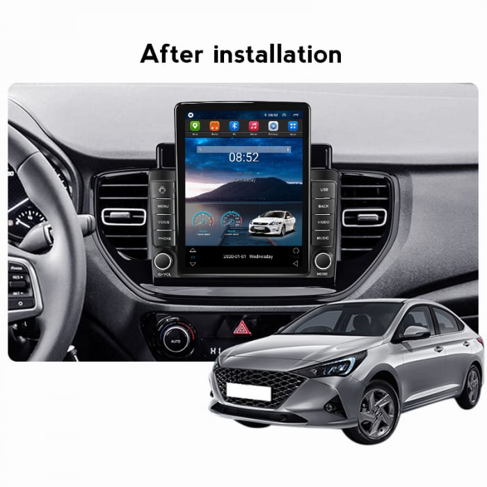Navigatie dedicata Hyundai Solaris 2 2020-2021,Tesla Style, ANDROID 13,Carplay&Android Auto, 10 inch , 8+128GB, Internet, Aplicatii, Waze, GPS [4]