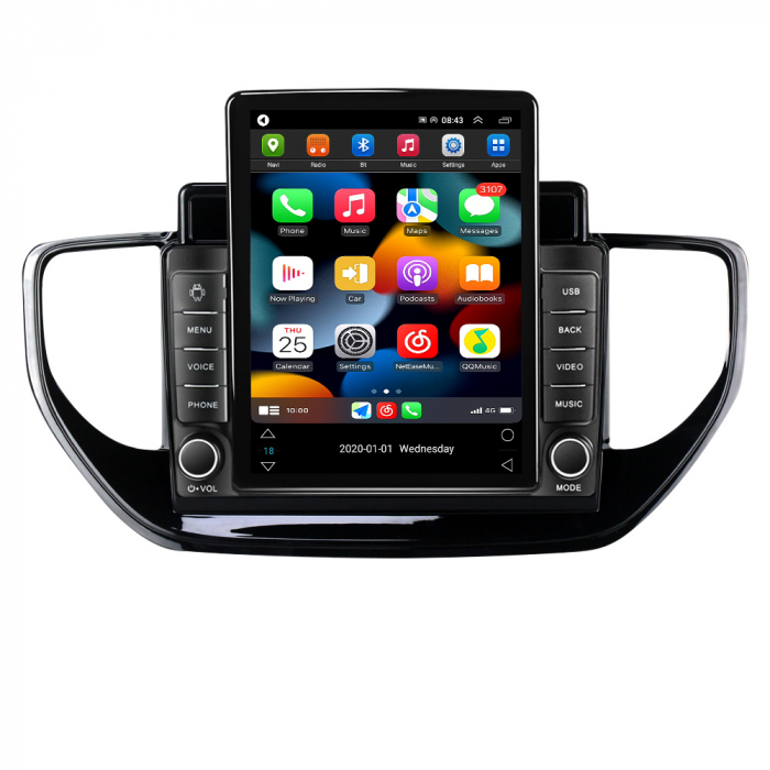 Navigatie dedicata Hyundai Solaris 2 2020-2021,Tesla Style, ANDROID 13,Carplay&Android Auto, 10 inch , 8+128GB, Internet, Aplicatii, Waze, GPS [2]