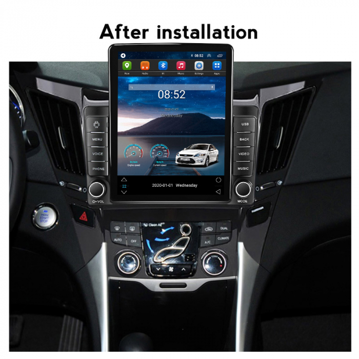 Navigatie dedicata Hyundai Sonata 2009-2014,Tesla Style, ANDROID 13,Carplay&Android Auto, 10 inch , 8+128GB, Internet, Aplicatii, Waze, GPS [4]