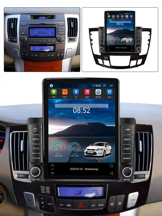 Navigatie dedicata Hyundai Sonata NF 2009,Tesla Style, ANDROID 13,Carplay&Android Auto, 10 inch , 8+128GB, Internet, Aplicatii, Waze, GPS [4]