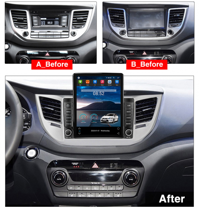 Navigatie dedicata Hyundai Tucson 2014-2018,Tesla Style, ANDROID 13,Carplay&Android Auto, 10 inch , 8+128GB, Internet, Aplicatii, Waze, GPS [3]
