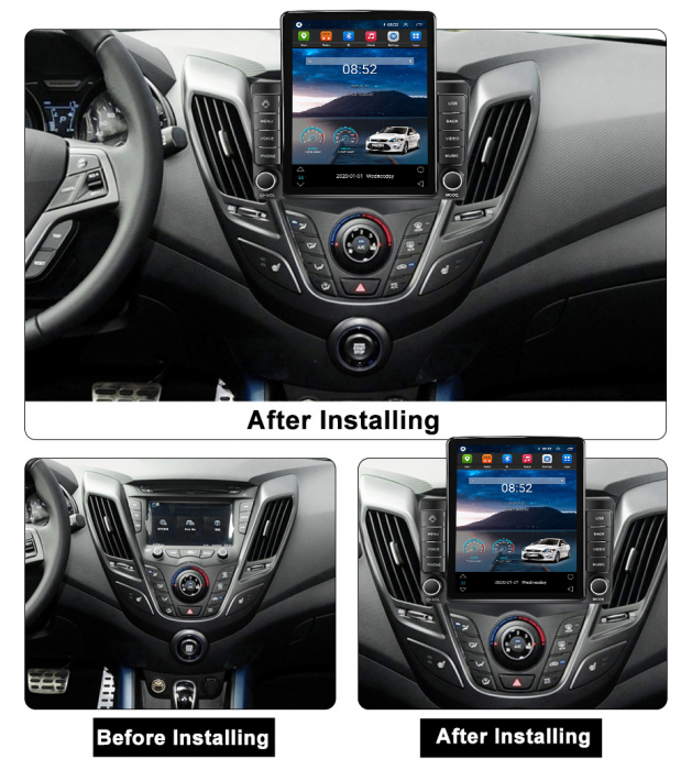 Navigatie dedicata Hyundai Veloster FS 2011-2017,Tesla Style, ANDROID 13,Carplay&Android Auto, 10 inch , 8+128GB, Internet, Aplicatii, Waze, GPS [4]