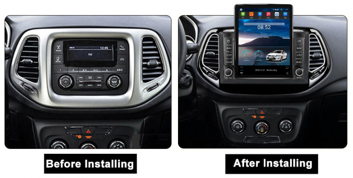 Navigatie dedicata Jeep Compass 2016-2018 Tesla Style, 8+128 GB, ANDROID 13,Carplay&Android Auto, 10 inch, Internet, Aplicatii, Waze, GPS [3]