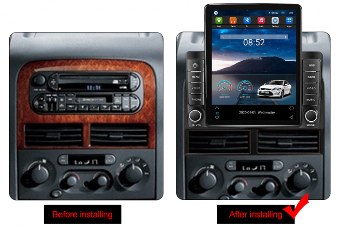Navigatie dedicata Jeep Grand Cherokee 1999-2005 Tesla Style, 8+128 GB, ANDROID 13,Carplay&Android Auto, 10 inch, Internet, Aplicatii, Waze, GPS [4]