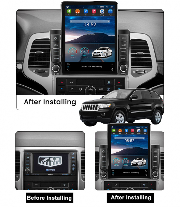Navigatie dedicata Jeep Grand Cherokee 2010-2013 Tesla Style, 8+128GB, ANDROID 13,Carplay&Android Auto, 10 inch, Internet, Aplicatii, Waze, GPS [3]