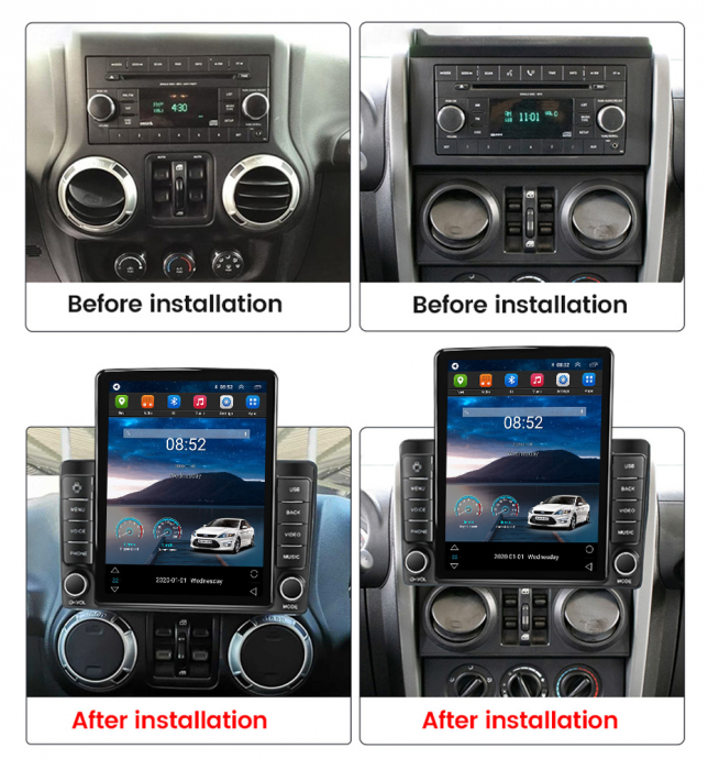 Navigatie dedicata Jeep Wrangler 2007-2018,Tesla Style, ANDROID 13,Carplay&Android Auto, 10 inch , 8+128GB, Internet, Aplicatii, Waze, GPS [3]