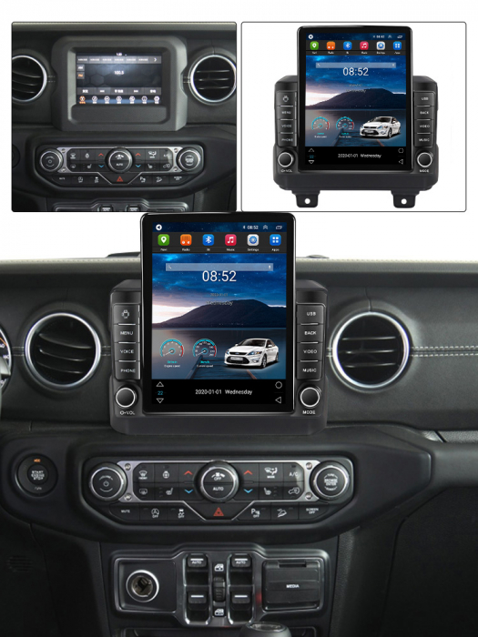 Navigatie dedicata Jeep Wrangler 2018-2019 Tesla Style, 8+128 GB, ANDROID 13,Carplay&Android Auto, 10 inch, Internet, Aplicatii, Waze, GPS [4]