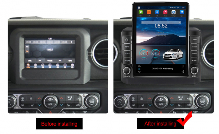 Navigatie dedicata Jeep Wrangler 2018-2019 Tesla Style, 8+128 GB, ANDROID 13,Carplay&Android Auto, 10 inch, Internet, Aplicatii, Waze, GPS [3]
