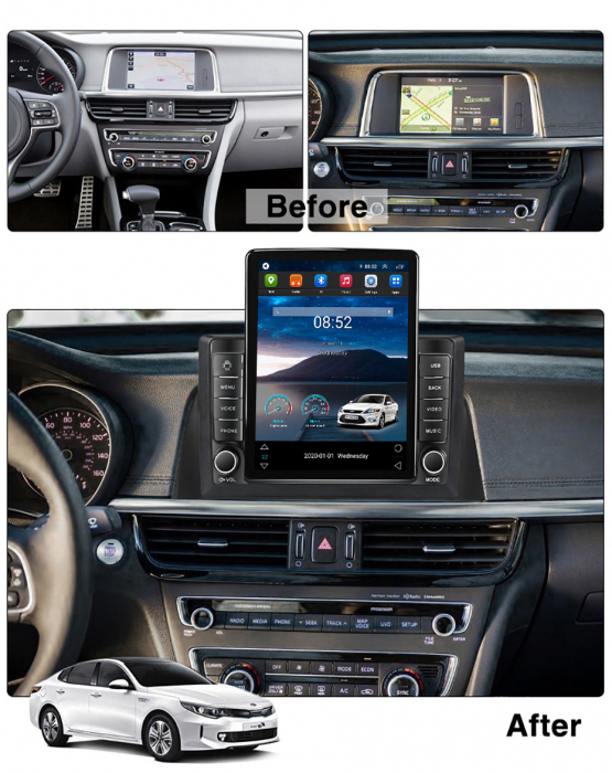 Navigatie dedicata KIA Optima 4 JF 2015-2020,Tesla Style, ANDROID 13, Carplay&Android Auto, 10 inch , 8+128GB, Internet, Aplicatii, Waze, GPS [3]