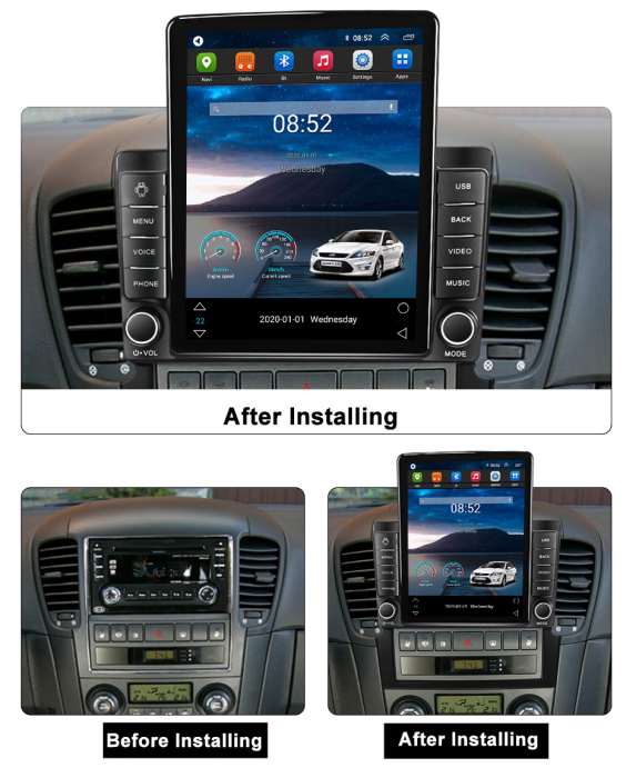 Navigatie dedicata KIA Sorento 2002-2011,Tesla Style, ANDROID 13,Carplay&Android Auto, 10 inch , 8+128GB, Internet, Aplicatii, Waze, GPS [3]