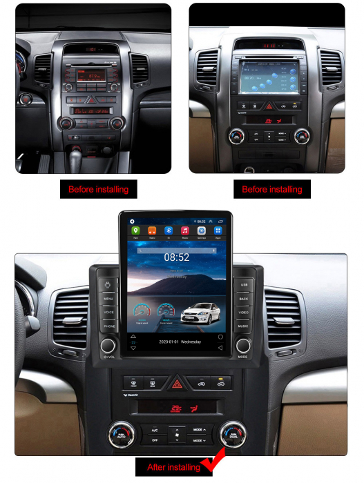 Navigatie dedicata KIA Sorento 2009-2012,Tesla Style, ANDROID 13,Carplay&Android Auto, 10 inch , 8+128GB, Internet, Aplicatii, Waze, GPS [4]