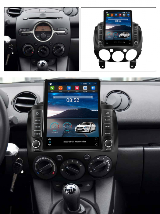 Navigatie dedicata Mazda 2 2007-2014,Tesla Style, ANDROID 13,Carplay&Android Auto, 10 inch , 8+128GB, Internet, Aplicatii, Waze, GPS [4]