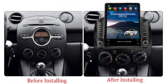 Navigatie dedicata Mazda 2 2007-2014,Tesla Style, ANDROID 13,Carplay&Android Auto, 10 inch , 8+128GB, Internet, Aplicatii, Waze, GPS [3]