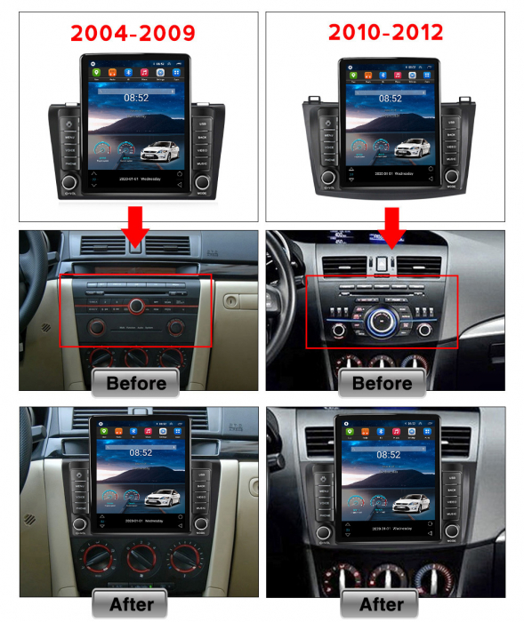 Navigatie dedicata Mazda 3 2010-2012,Tesla Style, ANDROID 13,Carplay&Android Auto, 10 inch , 8+128GB, Internet, Aplicatii, Waze, GPS [4]