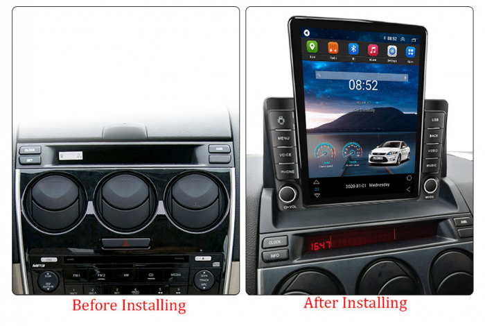 Navigatie dedicata Mazda 6 2002-2008,Tesla Style, ANDROID 13, Carplay&Android Auto, 10 inch , 8+128GB, Internet, Aplicatii, Waze, GPS [3]