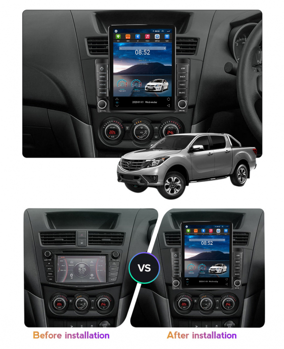 Navigatie dedicata Mazda BT-50 2011-2020,Tesla Style, ANDROID 13,Carplay&Android Auto, 10 inch , 8+128GB, Internet, Aplicatii, Waze, GPS [3]