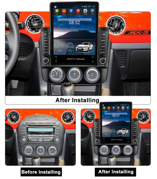 Navigatie dedicata Mazda MX-5 2008-2015,Tesla Style, ANDROID 13,Carplay&Android Auto, 10 inch , 8+128GB, Internet, Aplicatii, Waze, GPS [3]