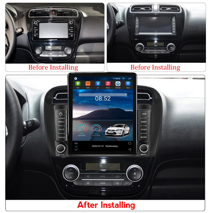 Navigatie dedicata Mitsubishi Mirage Attrage 2012-2018,Tesla Style, ANDROID 13,Carplay&Android Auto, 10 inch , 8+128GB, Internet, Aplicatii, Waze, GPS [3]