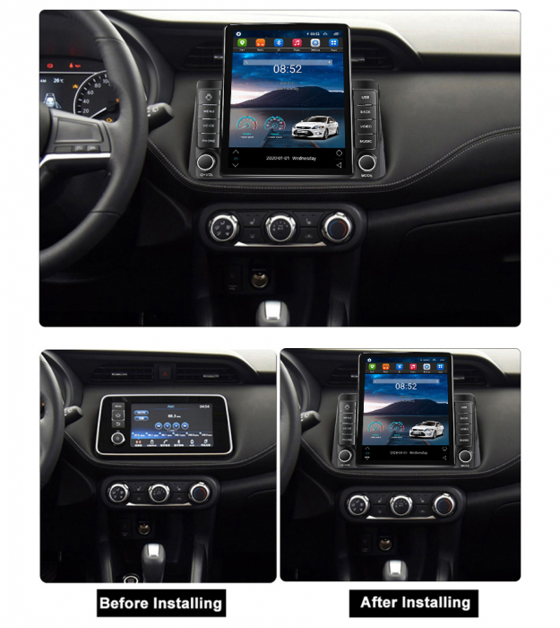 Navigatie dedicata Nissan Kicks 2016-2017,Tesla Style, ANDROID 13,Carplay&Android Auto, 10 inch , 8+128GB, Internet, Aplicatii, Waze, GPS [3]