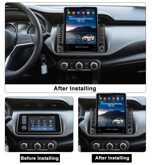 Navigatie dedicata Nissan Kicks Micra P15 2016-2020,Tesla Style, ANDROID 13,Carplay&Android Auto, 10 inch , 8+128GB, Internet, Aplicatii, Waze, GPS [3]