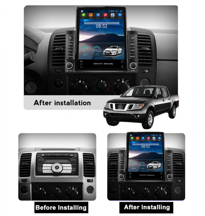Navigatie dedicata Nissan Navara 2004-2010,Tesla Style, ANDROID 13,Carplay&Android Auto, 10 inch , 8+128GB, Internet, Aplicatii, Waze, GPS [4]