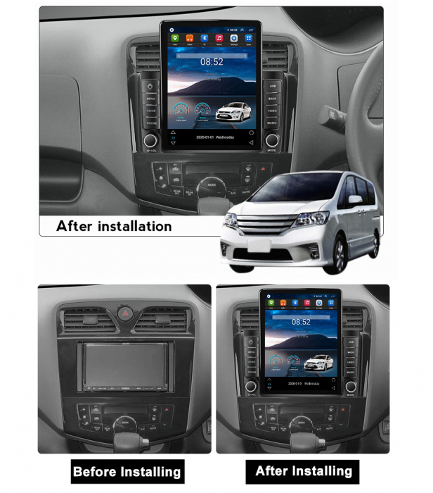 Navigatie dedicata Nissan Serena 4 2010-2016,Tesla Style, ANDROID 13,Carplay&Android Auto, 10 inch , 8+128GB, Internet, Aplicatii, Waze, GPS [3]