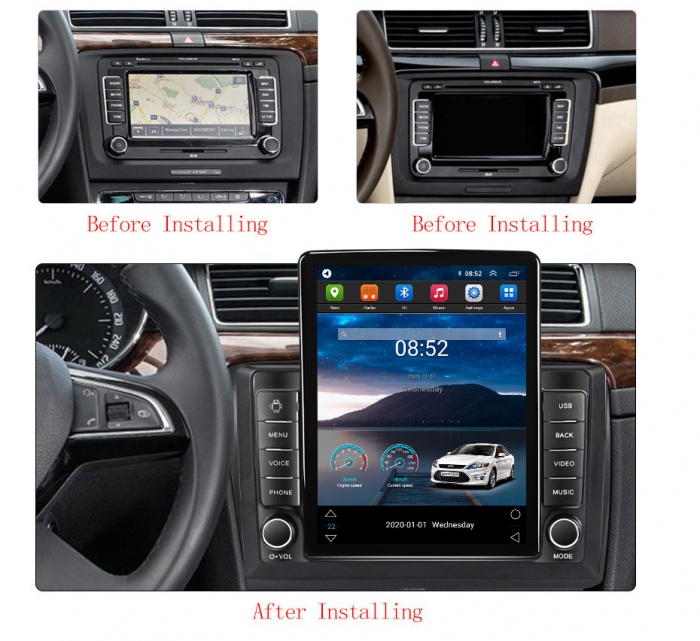 Navigatie dedicata Skoda Superb 2008-2015,Tesla Style, ANDROID 13,Carplay&Android Auto, 10 inch , 8+128GB, Internet, Aplicatii, Waze, GPS [3]