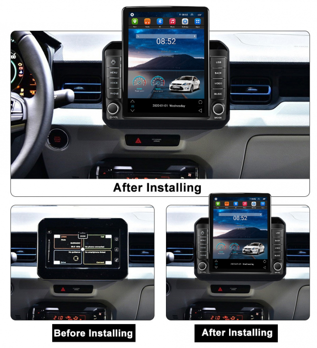 Navigatie dedicata Suzuki Ignis 2016-2020,Tesla Style, ANDROID 13,Carplay&Android Auto, 10 inch , 8+128GB, Internet, Aplicatii, Waze, GPS [3]