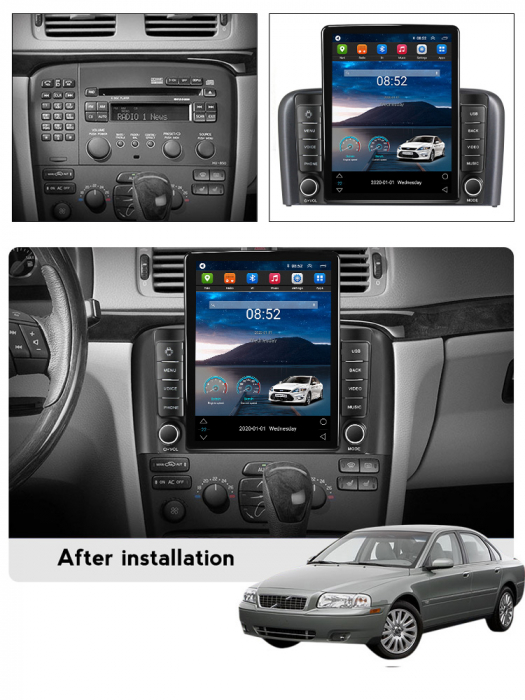 Navigatie dedicata Volvo S80 1998-2006 Tesla Style, 8+128 GB, ANDROID 13,Carplay&Android Auto, 10 inch, Internet, Aplicatii, Waze, GPS [4]