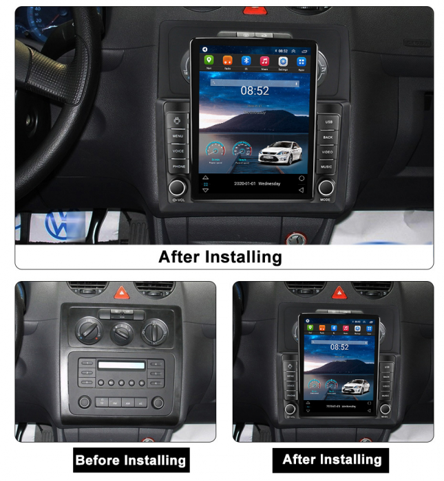 Navigatie dedicata VW Caddy 3 2004-2010, Tesla Style, ANDROID 13, 10 inch , 8+128GB, Internet, Aplicatii, Waze, GPS [3]