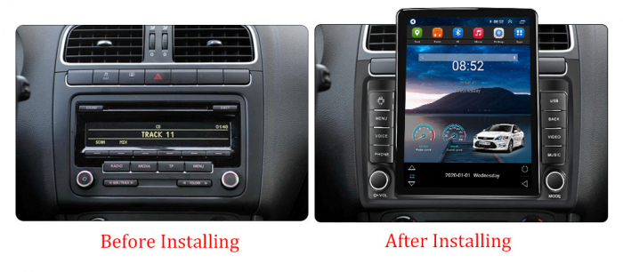 Navigatie dedicata VW Polo Golf Passat, Tesla Style, ANDROID 13, 9 inch , 8GB RAM 128GB ROM, Internet, Aplicatii, Waze, GPS [3]
